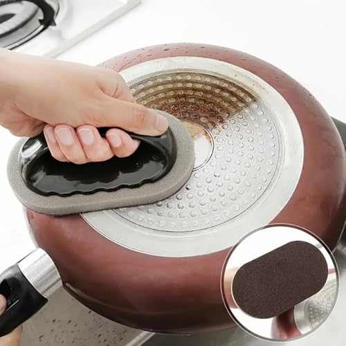 Diamond Sponge Brush with Non-Slip Grip, Non-Toxic Durable Scrubber for Pots, Pans, Kitchen Stubborn Stain Rust Removal, Brown - color: Brown