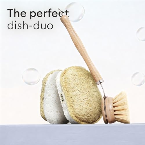 Vove Scrub Sponges, 8 Pack - Loofah & Cellulose Sponges with Cotton, Natural Eco Friendly Kitchen & Dish Sponges, Scouring Scrubbers for Household Cleaning, FSC-Certified Packaging - size: 8 Pack