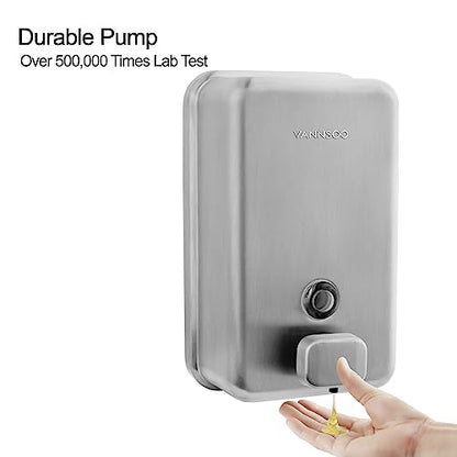 Wall Mounted Soap Dispenser Bathroom, 1100ml 37oz Commercial Stainless Steel Liquid Soap Dispenser Wall Mount (Vertical Brushed) - color: Vertical Brushed