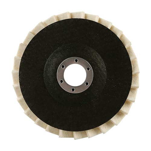 LOZLIN Wool Felt Polishing Wheels, Buffing Discs for Angle Grinder, High Density Buffing Pads for Metal Stainless Steel Aluminum Stone Glass Polishing, Mirror Finish Restoration-3PCS 5 Inch 7/8" Arbor