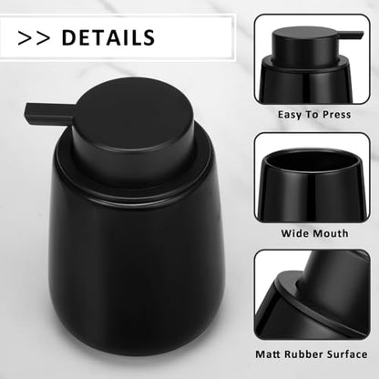 Soap Foaming Dispenser Ceramic with Easy-to-Press Pump Hand Foam Dispenser for Shampoo Bathroom Kitchen 12 oz - color: Foam-shinyblack