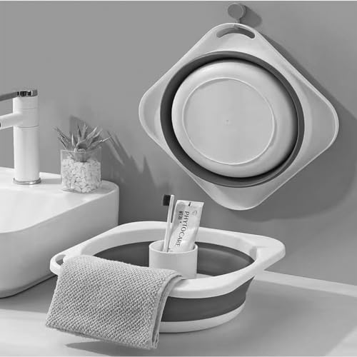 Collapsible Plastic Wash Basin 5L (1.4 Gallon), Kitchen Dishpan, Floding Small Bathtub, Space Saving Plastic Wash Bin for Dorm Camping Supplies Fishing Travel and Home (Blue 1 pcs) - color: Blue 1 Pcs