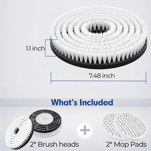 4 Pack Steam Mop Replacement Pads & Scrub Brush Heads for Shark Steam and Scrub Mop S8201/S8001/S7201/S7000 Series, Deep Cleaning for Hardwood Floors, Tile & Grout