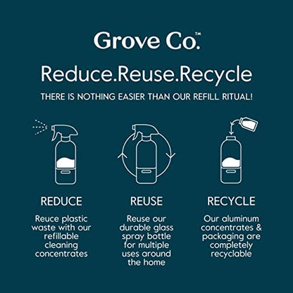 Grove Co. Multi-Purpose Cleaner, Refill Concentrate (6 x 1 Fl Oz) Plant-based Household Cleaning Supplies, Ammonia & Chlorine Free, No Plastic Waste, Lemon & Eucalyptus Scent, Total 3 x 2 Pack Refills - size: 1 Fl Oz (Pack of 6)