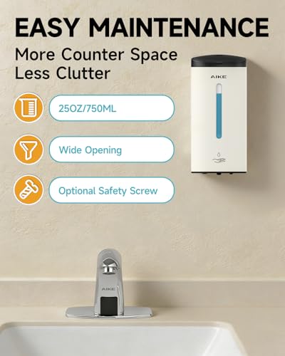 AIKE Classic Automatic Soap Dispenser,25 oz Liquid Wall Mount,MatteWhite Stainless Steel Finish Model AK1205E - color: Mattewhite Stainless Steel