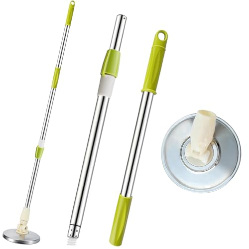 Spin Mop Replacement Handle 360 Degree Spin Mop Pole Handle Replacement Rotating Telescopic Stick for Mop Head, Ideal for Home and Household Cleaning - color: Green, style: Stainless Steel Disc