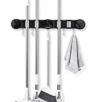 PLUSINNO Wall-Mounted Tool Racks, Broom Organizer Hooks, Self Adhesive, Heavy Duty, for Laundry Room and Garage Organization Storage