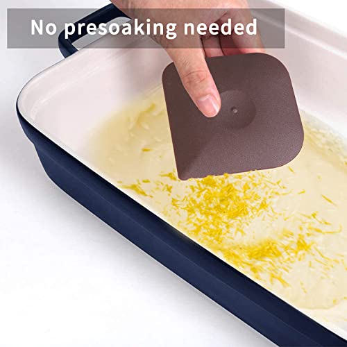 Plastic Pan Pot Dish Scraper Tool Set, Kitchen Nylon Food Scraper, Cast Iron Skillet Cleaner Pan Pot Scrubber, Kitchen Plastic Scrapper Non-Scratch (Brown) - color: Brown, size: 3-Pack