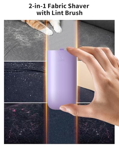 coldSky Fabric Shaver, 𝟮 𝗶𝗻 𝟭 Lint Remover with Brush, 1200mAh Sweater Shaver with Digital Display,3 Speeds Lint Shaver, 6-Leaf Blades Lint Remover for Clothes, Sofa, Bedding,Purple - color: Purple