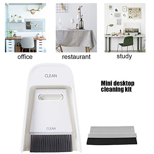 Mini Dustpan and Brush Set, Portable Snap on Design Desktop Cleaning Brush Handheld Crumb Sweeper for Sofa Car Kitchen (Gray White) - color: Gray White