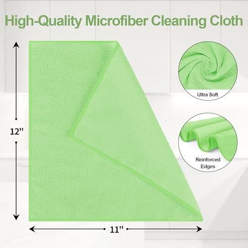 Microfiber Cleaning Cloth, 12 Pack Green Cleaning Rags,12" X 11" Lint Free Dish Towels Wash Cloths, Reusable Microfiber Towels for Home and Kitchen Bathroom Apartment Cleaning Supplies - color: Sage Green, size: 12 Pack