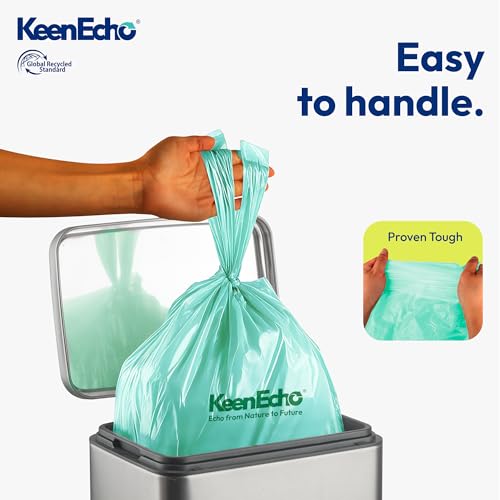 8 Gallon 160 Counts Small Green Trash Bags with Handle, Ocean Fishing Nets Upcycling, Sage & Sea Salt Scented, Plastic Garbage Bags, Waste Bag for Kitchen, Bathroom, Office and Pets - color: 8 Gal, size: 1 Dispenser Box(4 Rolls)