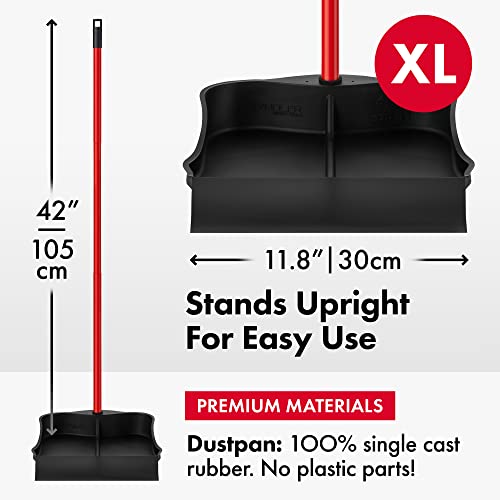 Tyroler Multi-Purpose Large 100% Rubber Dustpan for Dry & Wet Floor | New 105 cm Long Aluminum Anti-Rust Handle | Compatible with Any Size Broom and Squeegee | Floor Cleaning Indoor and Outdoor