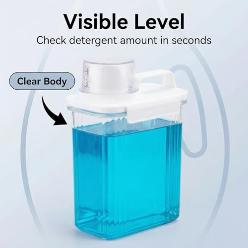 Laundry Detergent Dispenser-2 Pack, 51 oz Detergent Dispenser with 4 Removable Labels, Laundry Soap Dispenser for Laundry Room Organization and Storage, BPA Free & PET Plastic Clear - size: 51 oz