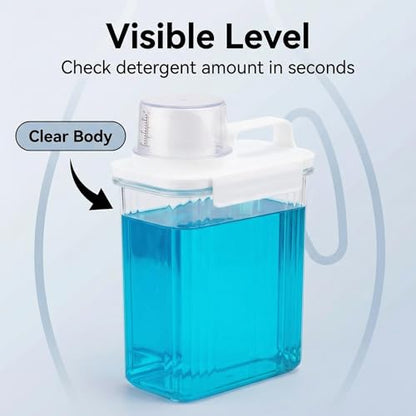 Laundry Detergent Dispenser-2 Pack, 51 oz Detergent Dispenser with 4 Removable Labels, Laundry Soap Dispenser for Laundry Room Organization and Storage, BPA Free & PET Plastic Clear - size: 51 oz