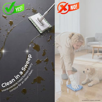 Mini Mop, Touch-Free Cloth Release Hands-Free Multi-Purpose Flat Mop with One-Click Press Lock, Use Thin Wipes or Soft Cloths, 39 in. Handle, Wet or Dry Tool for Small Spaces, 5 Cloths
