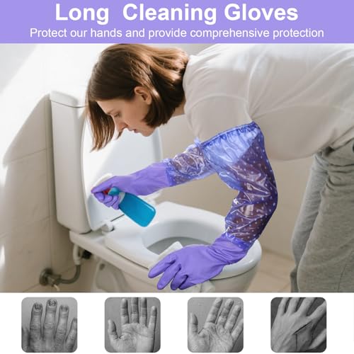 XANGNIER Long Gloves for Cleaning Bathroom,Waterproof Chemical Resistant Gloves Elbow Length,Pvc Full Arm Men & Women Reusable Glove for Gardening,Aquarium,Kitchen,Dishwashing,Household Cleaning,1pair - color: 1 Pair