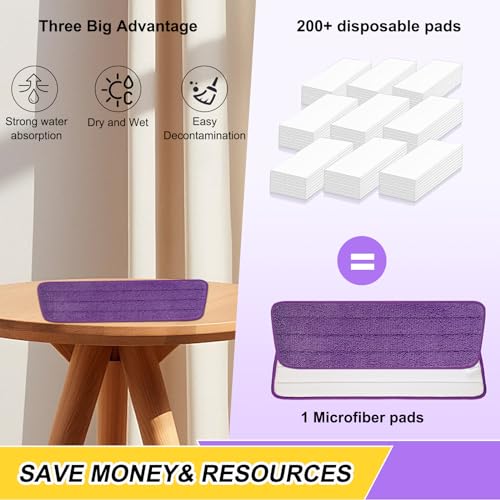 16.5 inch Reusable Mop Pads Microfiber Spray Mop Replacement Heads for Wet/Dry Mops Compatible with Bona Floor Care System (5 Pack) - color: Purple