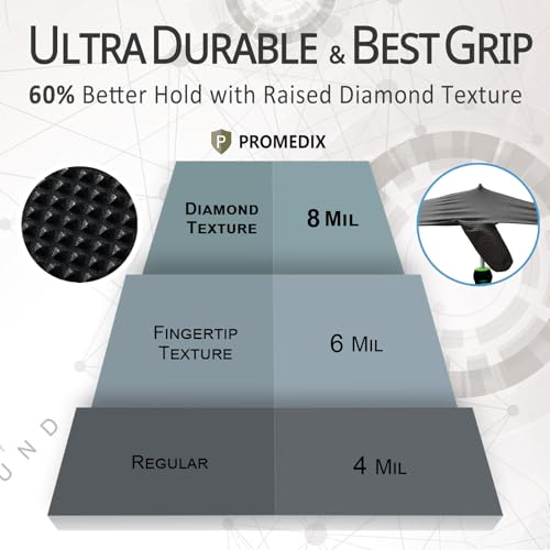 PROMEDIX P Heavy Duty Nitrile Gloves with Diamond Texture 8 Mil Latex Free Powder Free Industrial Disposable Glove - color: Black, size: XX-Large
