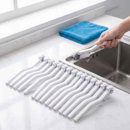 15 Pack Gap Cleaning Brush with Long Handle - Multi-Purpose Corner Scrubber for Bathroom Tile Grout, Kitchen Sink & Window Track, Non-Slip Grout Brush -Grey & White - size: 15Pack