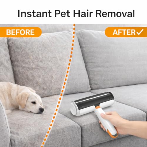 Pet Hair Remover for Furniture, Reusable Pet Hair Removal Tool, Self Cleaning Fur Remover for Couch, Carpet, Rugs, Bedding & Car Seats, Dog & Cat Hair Remover, Reusable lint Roller