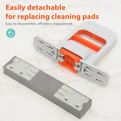 Self Squeezing Mini Mop, Orange Small Sponge Mop, Wet and Dry Use Cleaning System, Foldable Desktop Mop, One-Hand Squeeze Handle and Replaceable Head - color: Orange