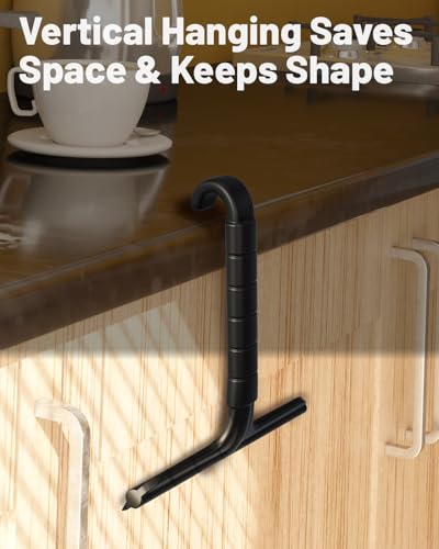 Silicone Shower Squeegee with Hook,Dual-Sided Design with Scraper & Scrub Surface, Shower Squeegee for Glass Doors (Dark) - color: Dark