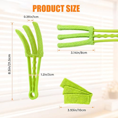 4 Pcs Window Blind Cleaner Duster Tool, Wood Blinds Cleaners Brush Tools with 4 Reusable Microfiber Sleeves for Window Shutters Blind Air Conditioner Jalousie Dust