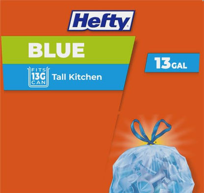 Hefty Blue Trash Bags,Blue,13 Gallon,60 Count (Pack of 6) - size: 60 Count (Pack of 6)
