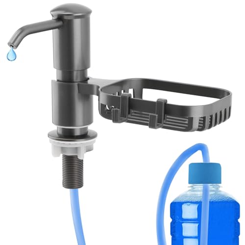 Soap Dispenser for Kitchen Sink, Built in Soap Dispenser Pump with Sponge Holder,Under Counter Brushed Nickel ABS Pump Head with 40" Extension Tube Kit(Dark Grey) - color: Dark Grey