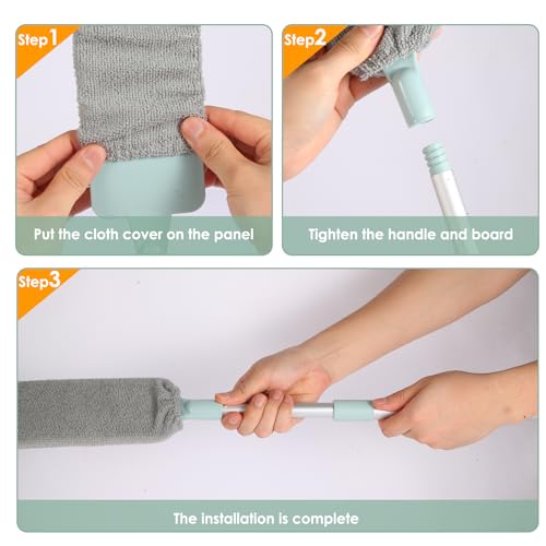 Retractable Gap Dust Cleaner, Long Handle CleaningTool with 3 Washable Microfiber Dusting Cloths, Duster Brush for Cleaning Under Appliances