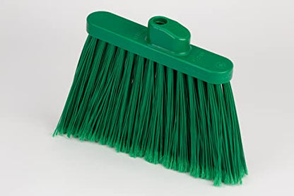 SPARTA 41082EC09 Plastic Color Coded Broom, Flagged Bristles, Long Broom With Angled Head For Large Debris, 56 Inches, Green, (Pack of 12) - color: Green