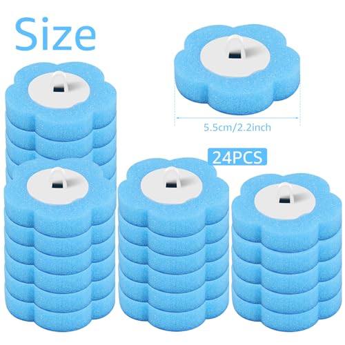 24pcs Toilet Brush Refills Replacement Sponge Heads for Toilet Bowl Cleaner Wand Hygienic Scrubbing Pads Deep Cleaning No Handle - color: 24 Brush Heads