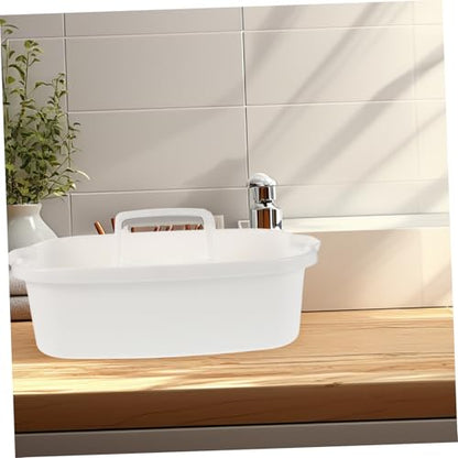 Mikinona Cleaning Tools Organizer Sturdy Plastic Bathroom Storage Basket with Handle for Home Hotel and Kitchen Versatile Cleaning Supply Tote for Efficient Organization