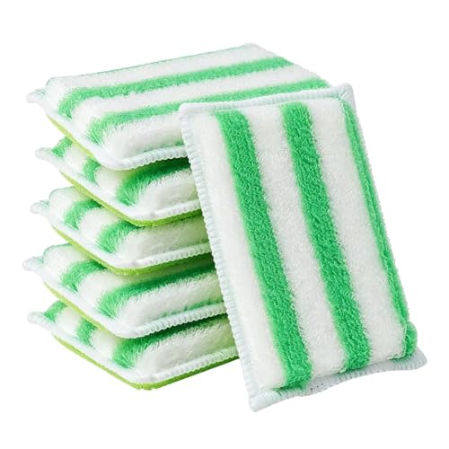 Scrub Sponges for Dishes, Non-Scratch Scrubbing Sponges for Kitchen - Dual-Sided Scouring Pads for Heavy Duty Cleaning - Sustainable Cellulose & Durable Fiber (6Pack)