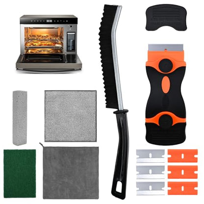 Heavy Duty Oven Cleaner Brush Set,Oven Cleaning Kits,Oven Cleaning Tools Accessories with Razor Blade Scraper,Crevice Cleaning Brush,Pumice Stone,Microfiber Cleaning Cloth,Scrub Sponges