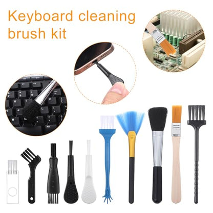 Bewudy 10 PCS Mini Keyboard Cleaning Brushes Kit, Anti-Static Electronic Dust Cleaning Brushes with PP Bristles, for Computer Keyboard, Motherboard, Camera, Small Space