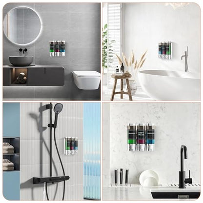 Shampoo and Conditioner Dispenser,Shower Dispenser 3 Chamber No Drill Wall-Mounted Shampoo Dispenser for Shower Wall Mounted Shower Soap Dispenser for Bathroom Hotel Large Capacity,Light Silver - color: Light Silver 3 Chamber
