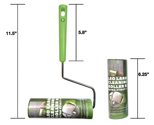 Leo 6.3-Inch Wide Lint Roller Refills, Dog Hair Roller Super Sticky Roll Floor Refill, Compatible with Leo Cleaning Roller Refill, 6 Refill Rolls with 90 Sheets Each, Total 540 Sheets - size: 6 Refills