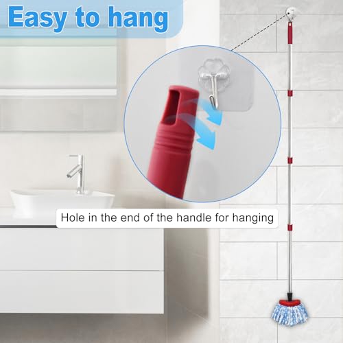Mop Handle for Ocedar, Mop Handle for O Cedar, Spin Mop Replacement Handle for O Cedar, 4-Section Spin Mop Handles and Base for Ocedar, 30" to 58" Mop Stick Pole Handle and Base for Ocedar Spin Mop - size: Mop Handle with 2 Tank Base