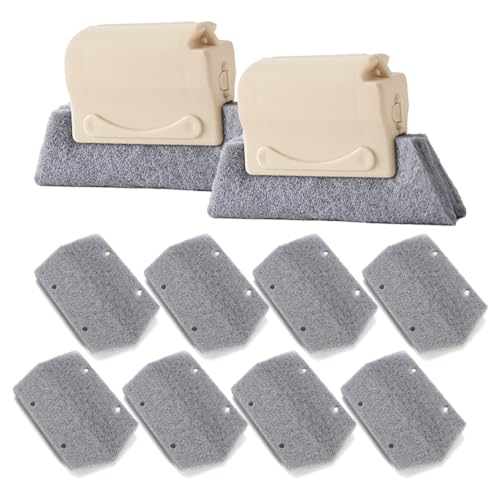 Window Groove Cleaning Brush, Hand-held Window Track Cleaner Brushes Tools Set, Sliding Door Track Cleaner, Sill, Tile Lines, Shutter, Car Vents, Keyboard, Small Spaces Clean, Beige