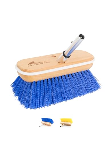 BLUEWING 8in Deck Brush Head with Soft/Medium/Hard Bristle Marine Scrubbing Washing Outdoor Boat Cleaning Tools - color: Blue, style: Hard