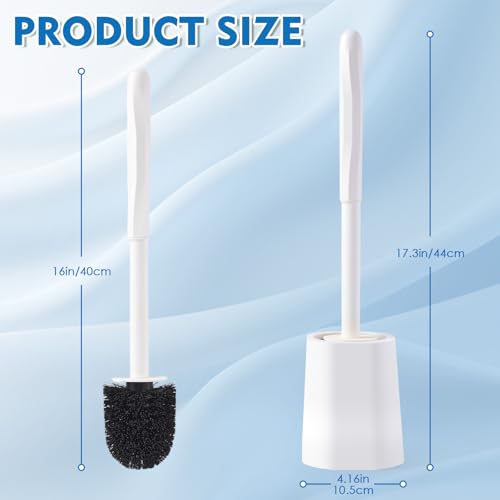 2 Pack Toilet Brush for Bathroom, Toilet Brush and Holder Set, Toilet Bowl Brush with Long Handle for Drip-Proof Deep Cleaning with Hidden Scrubber Brush White