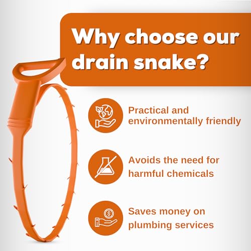 Gadgetime USA Drain Snake - Multi-Tooth Drain Clog Remover for Bathroom & Kitchen - Flexible Barbed Drain Cleaner Tool for Hair & Debris - Easy to Use Plumbing Snake Drain Auger, Bathtubs (Pack of 2)