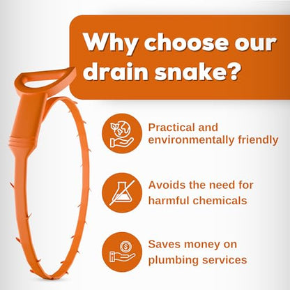 Gadgetime USA Drain Snake - Multi-Tooth Drain Clog Remover for Bathroom & Kitchen - Flexible Barbed Drain Cleaner Tool for Hair & Debris - Easy to Use Plumbing Snake Drain Auger, Bathtubs (Pack of 2)