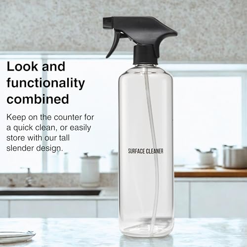Public Goods Empty Glass Spray Bottle for Multi-Surface Cleaner | Refillable Spray Bottle for Cleaning | Made with Borosilicate Glass for Countertops, Tile, Floors, Appliances | BPA Free | 24 Oz - style: Empty Glass Bottle
