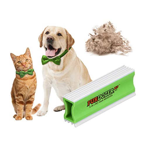 FurDozer Pet Hair Remover & Auto Detailing Tools - Cat & Dog Hair Remover for Carpets, Car Interiors, Couches, Bedding, & Pet Furniture (Green, X3 PRO - 5" Long) - color: Green, size: X3 PRO