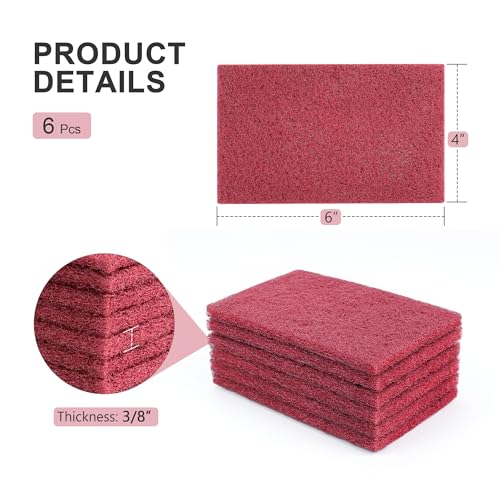 4" x 6" Scuff Pad Maroon 6 Pack - Scuffing, Scouring, Sanding, Paint Primer Prep Adhesion Scratch - Surface Preparation Automotive Car Auto Body Woodworking 7447 - color: Maroon, size: 6 pcs (4" x 6")