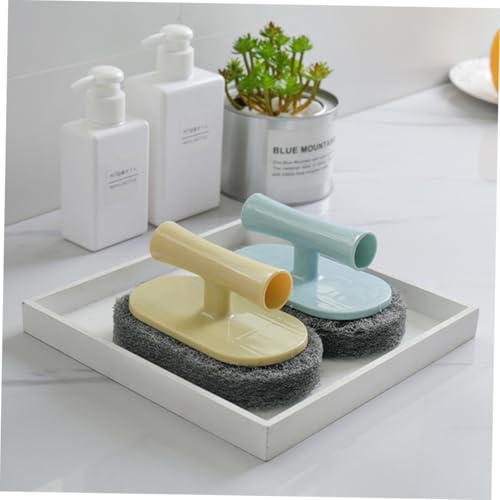 Mipcase Ergonomic Handle Kitchen Cleaning Brush Powerful Scrubbing Pad for Dishes Faucets Stove Sink Household Use Non-Scratch Scouring Pad with Random Color Random Color
