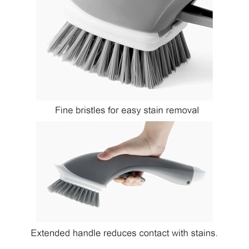 Dish Brush with Soap Dispenser, Soap Dispensing Dish Brush Detachable Handle, Kitchen Scrub Brushes for Dishes Kitchen Sink Bathroom Tiles - color: Gray